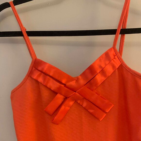 Y2K Coral Ribbon Spaghetti Strap Tank Top - Picture 2 of 4